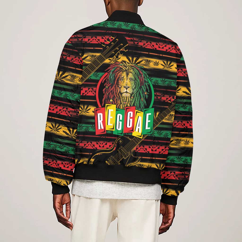 International Reggae Day Sleeve Zip Bomber Jacket Rastafarian Lion Legend of Reggae