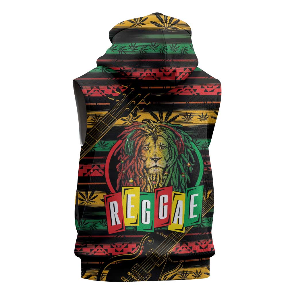 International Reggae Day Sleeveless Hoodie Rastafarian Lion Legend of Reggae - African Pride