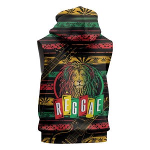 International Reggae Day Sleeveless Hoodie Rastafarian Lion Legend of Reggae - African Pride