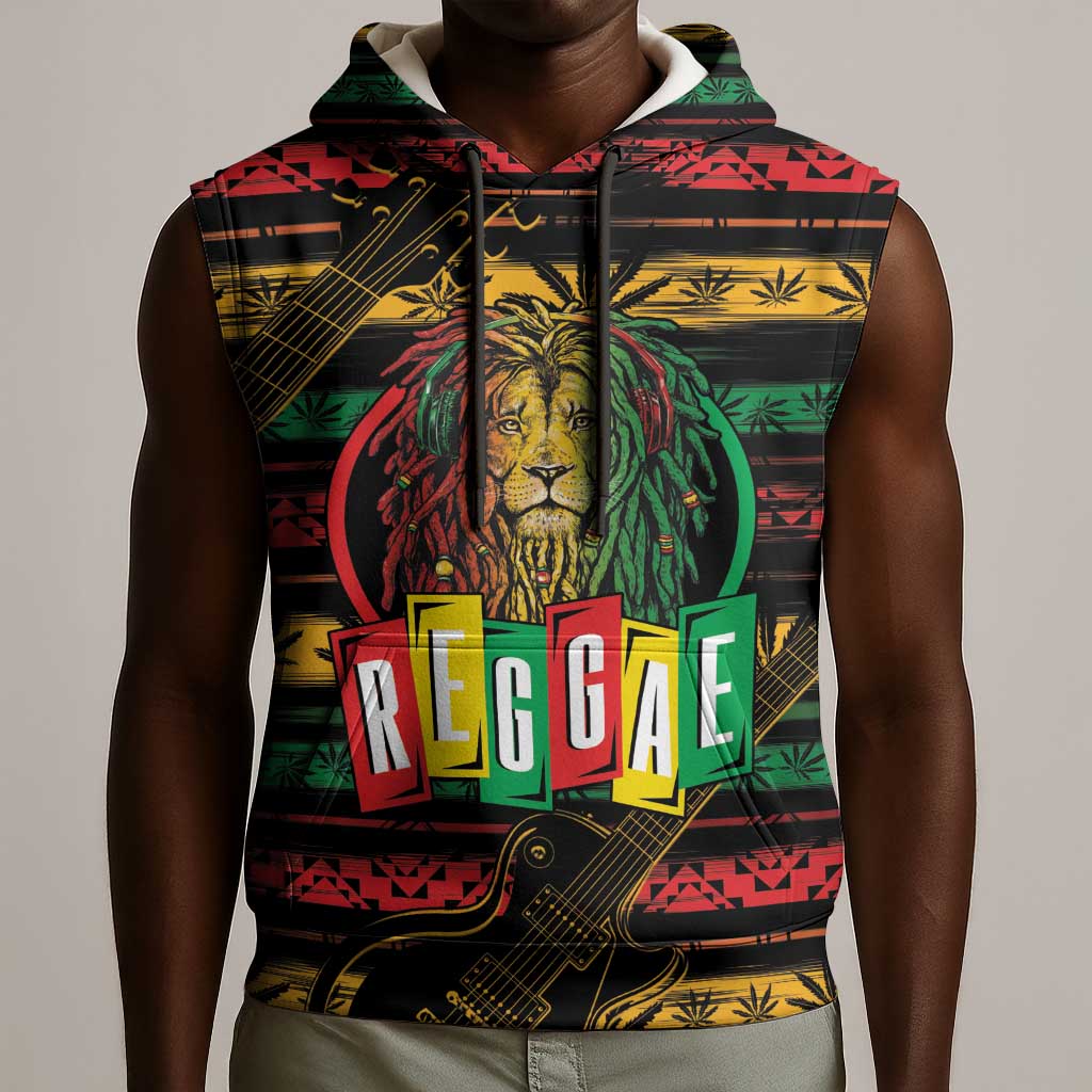 International Reggae Day Sleeveless Hoodie Rastafarian Lion Legend of Reggae - African Pride