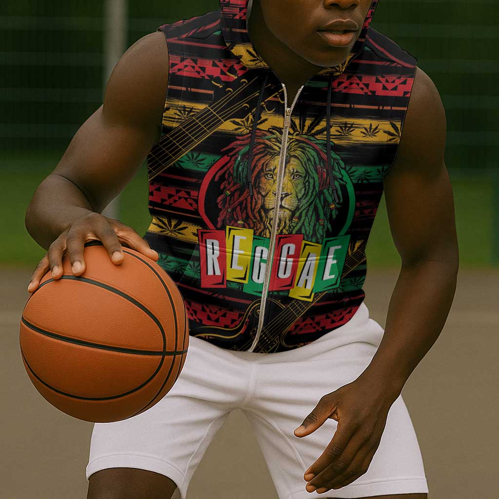 International Reggae Day Sleeveless Zip Hoodie Rastafarian Lion Legend of Reggae - African Pride