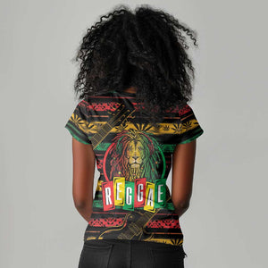 International Reggae Day Women V-Neck T-Shirt Rastafarian Lion Legend of Reggae