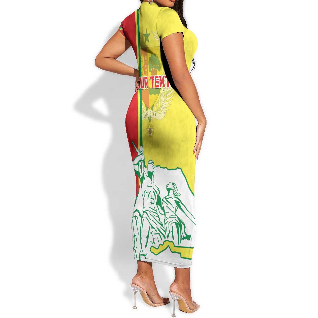 Senegal Independence Day Short Sleeve Bodycon Dress - Un Peuple, Un But, Une Foi, 64th Anniversary