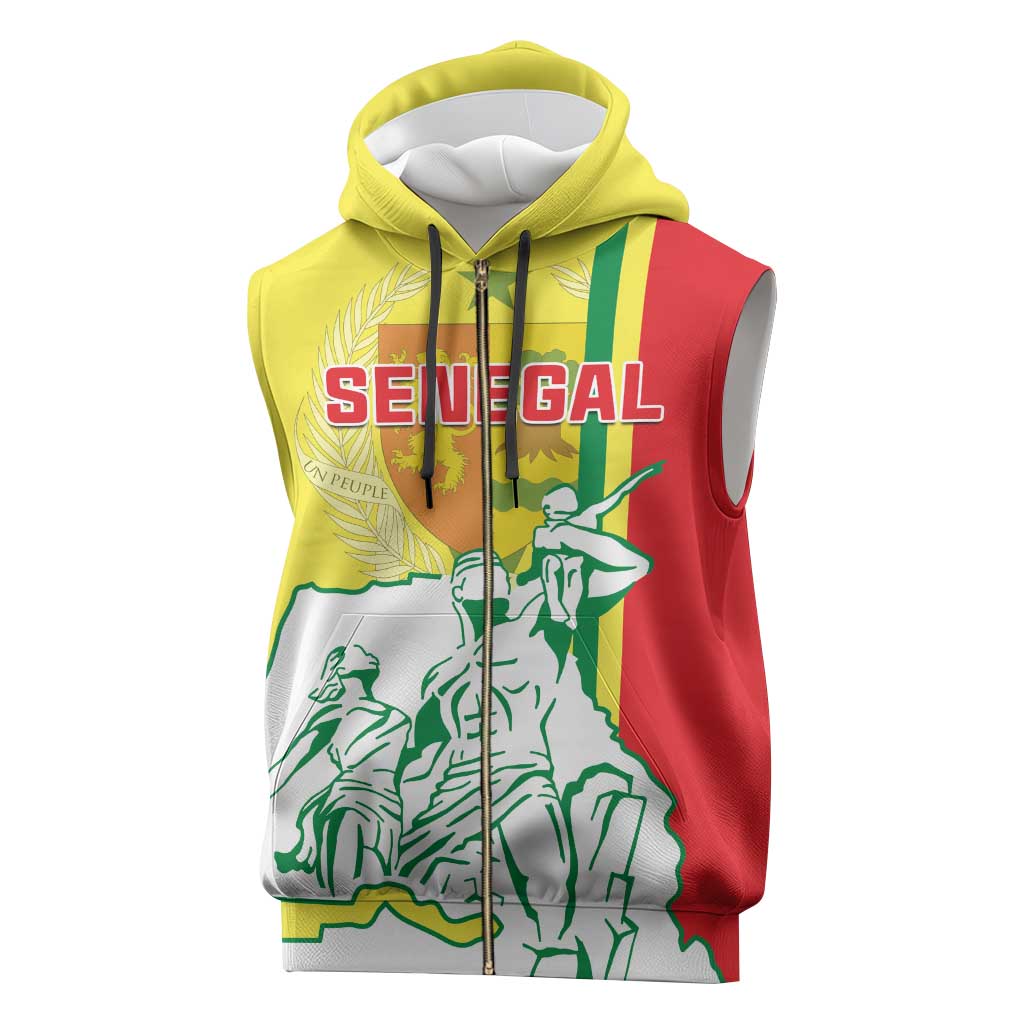 Senegal Independence Day Sleeveless Zip Hoodie - Un Peuple, Un But, Une Foi, 64th Anniversary - African Pride