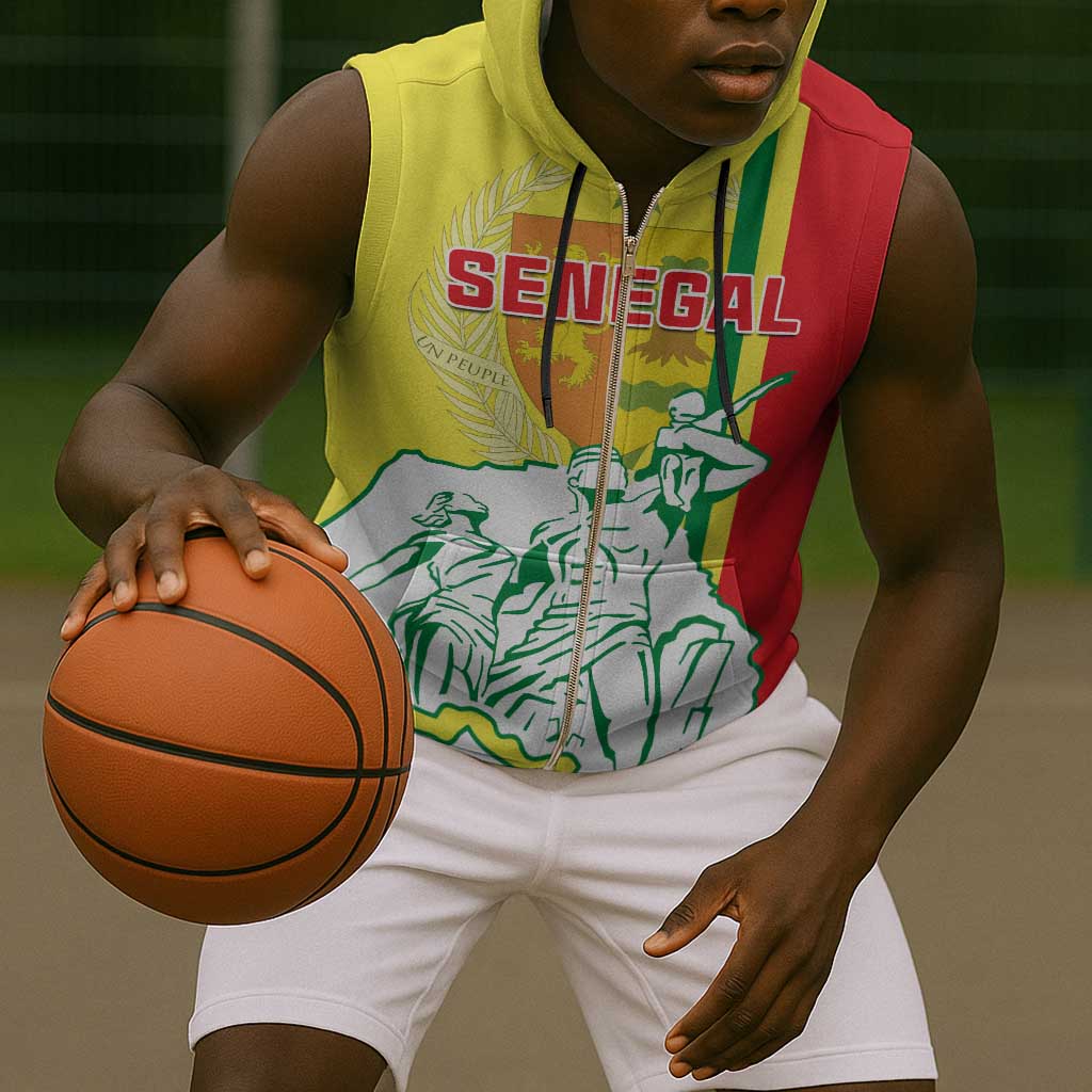 Senegal Independence Day Sleeveless Zip Hoodie - Un Peuple, Un But, Une Foi, 64th Anniversary - African Pride