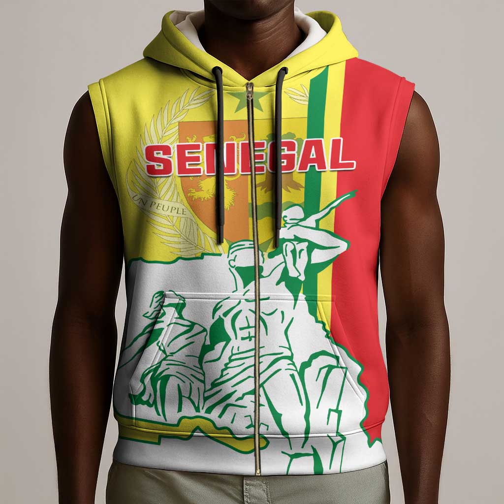 Senegal Independence Day Sleeveless Zip Hoodie - Un Peuple, Un But, Une Foi, 64th Anniversary - African Pride