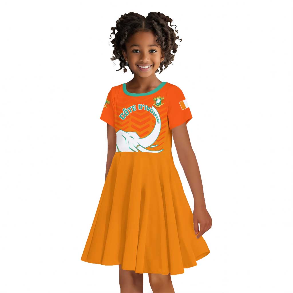 Ivory Coast Football Kid Short Sleeve Dress - Go Les Elephants