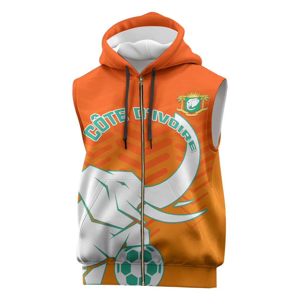 Ivory Coast Football Sleeveless Zip Hoodie - Go Les Elephants - African Pride