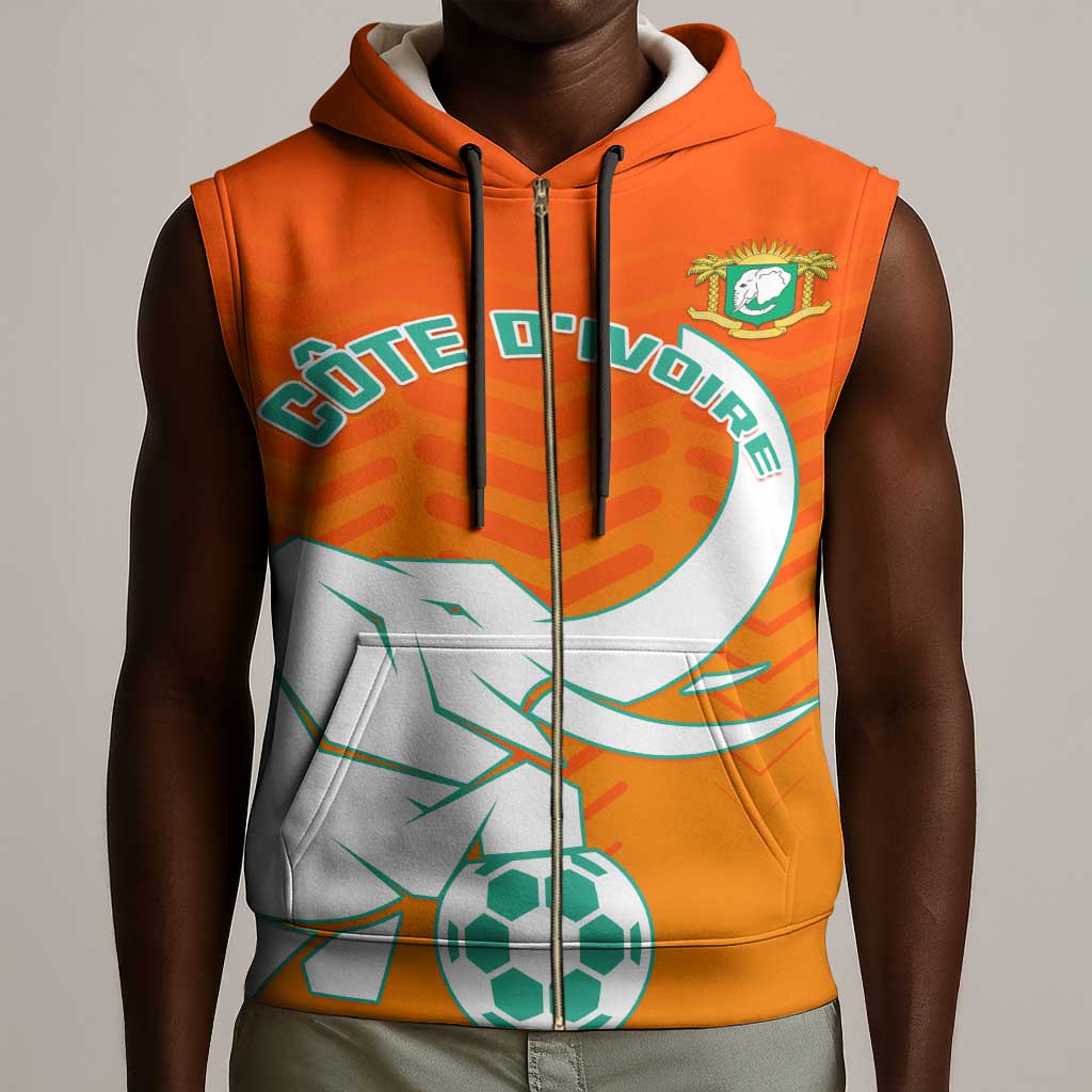 Ivory Coast Football Sleeveless Zip Hoodie - Go Les Elephants - African Pride
