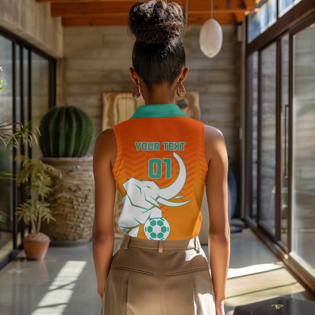 Ivory Coast Football Women Sleeveless Polo Shirt - Go Les Elephants