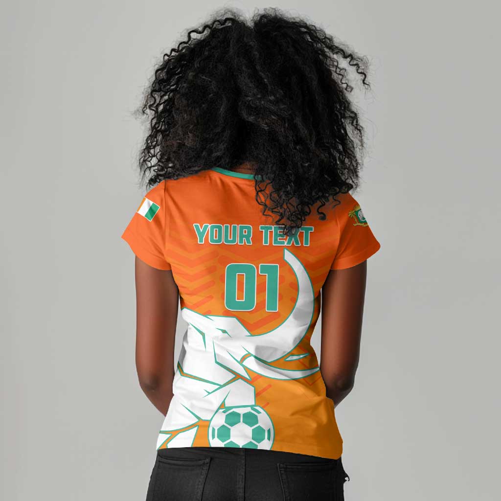 Ivory Coast Football Women V-Neck T-Shirt - Go Les Elephants