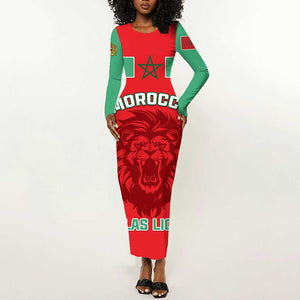Morocco Football Long Sleeve Bodycon Dress - Go The Atlas Lions LT01