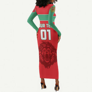 Morocco Football Long Sleeve Bodycon Dress - Go The Atlas Lions LT01