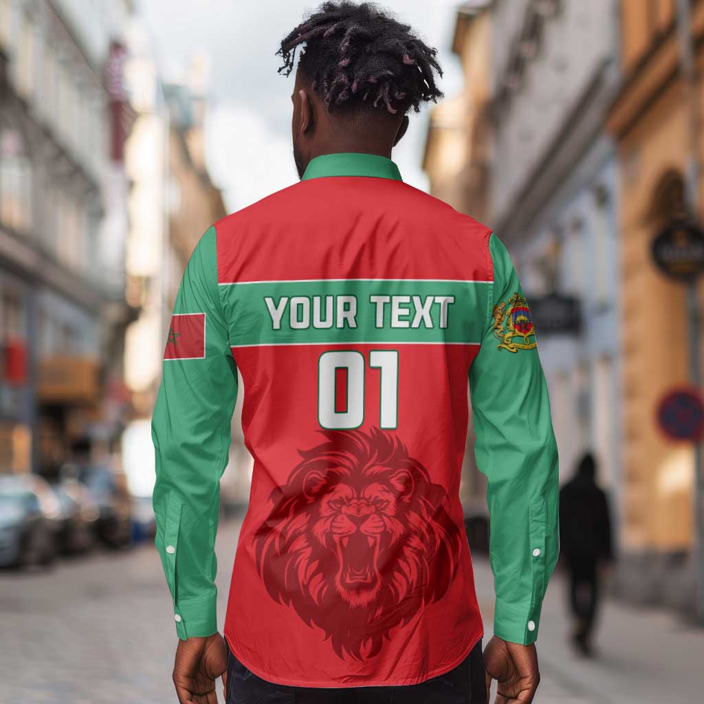 Morocco Football Long Sleeve Button Shirt - Go The Atlas Lions