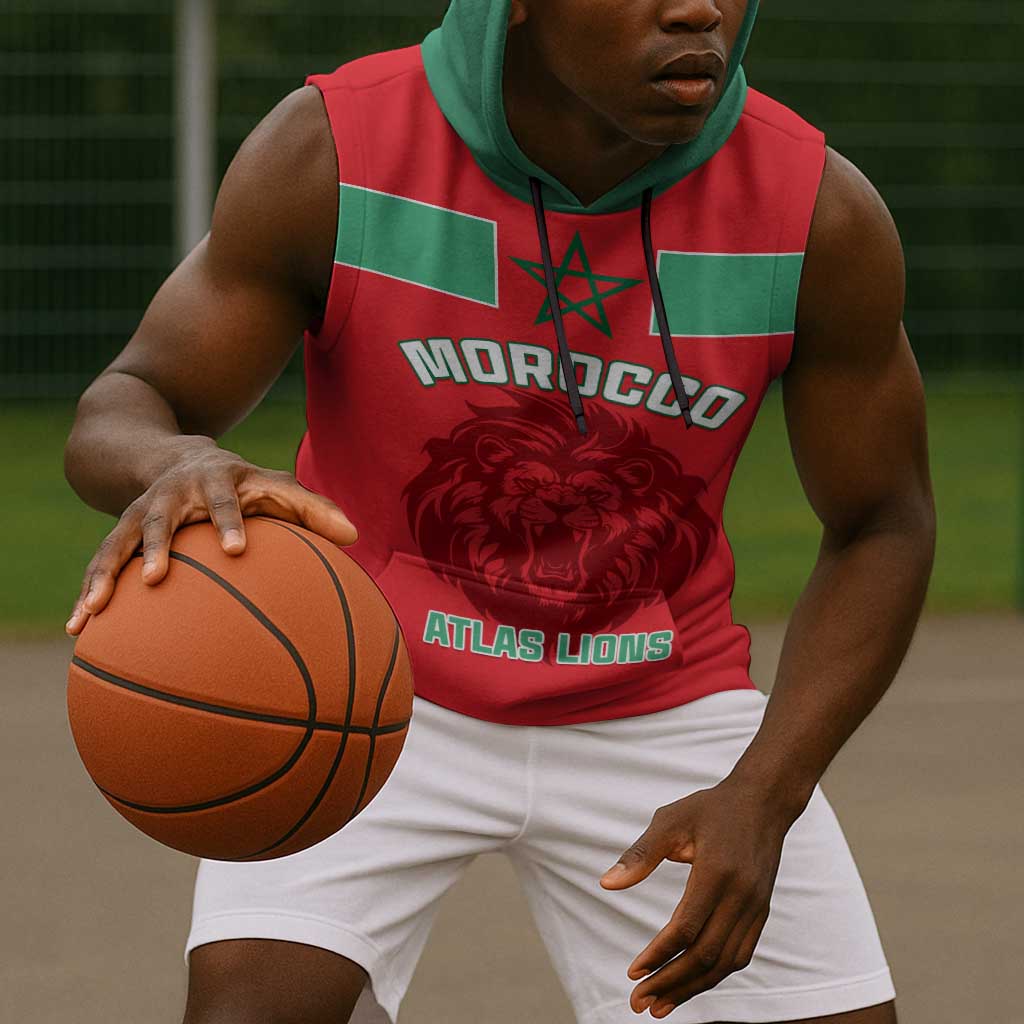 Morocco Football Sleeveless Hoodie - Go The Atlas Lions - African Pride
