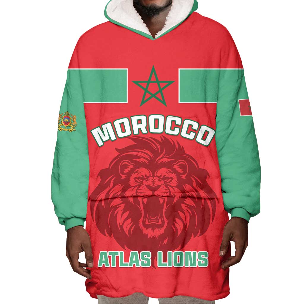 Morocco Football Wearable Blanket Hoodie - Go The Atlas Lions