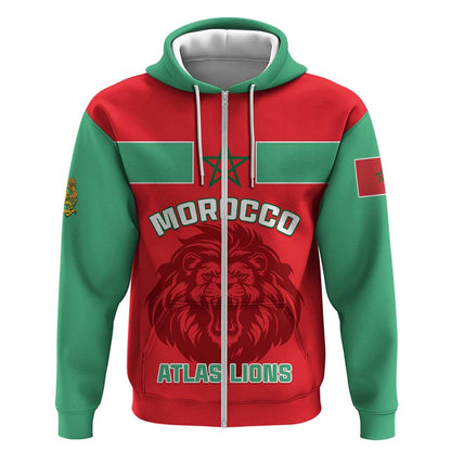Morocco Football Zip Hoodie - Go The Atlas Lions