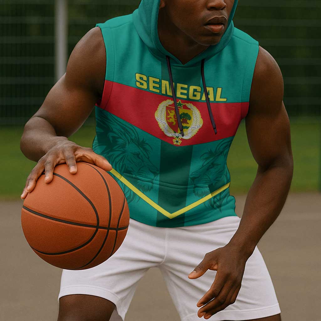 Support the Lions of Teranga - Senegal Football Sleeveless Hoodie - African Pride
