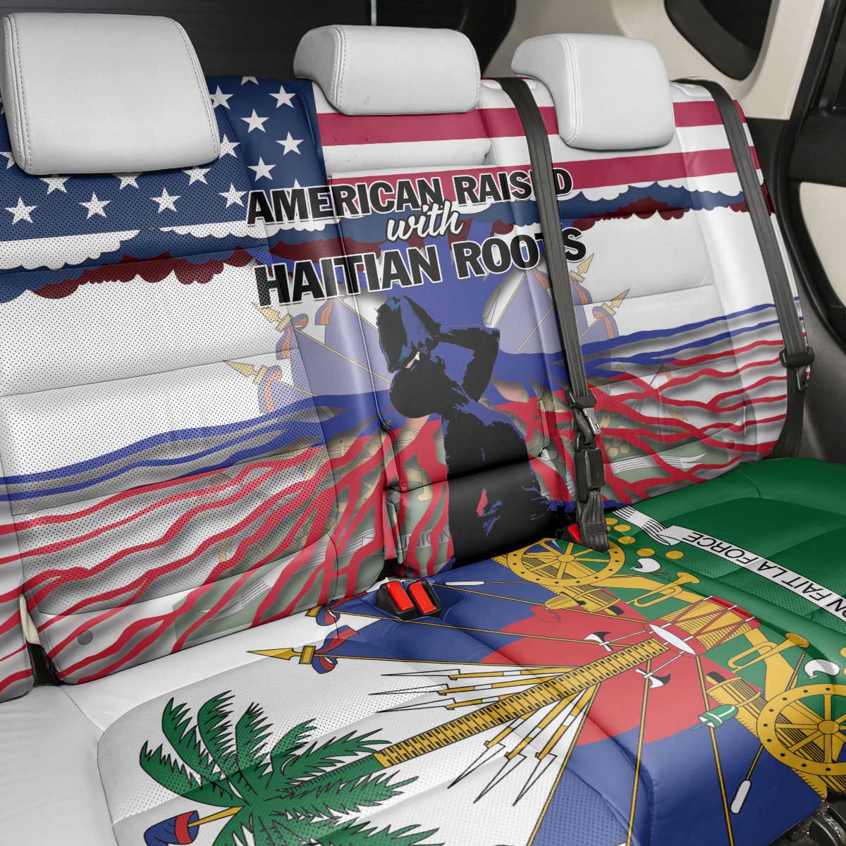 Afro Haiti Heritage Month 2025 Back Car Seat Cover American Raised With Haitian Roots