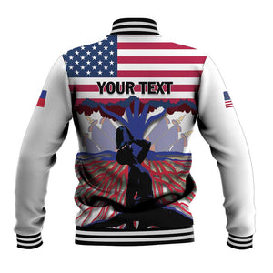 Afro Haiti Heritage Month 2025 Baseball Jacket American Raised With Haitian Roots