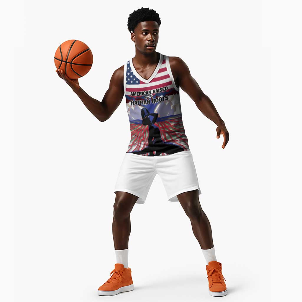 Afro Haiti Heritage Month 2025 Basketball Jersey American Raised With Haitian Roots - African Pride