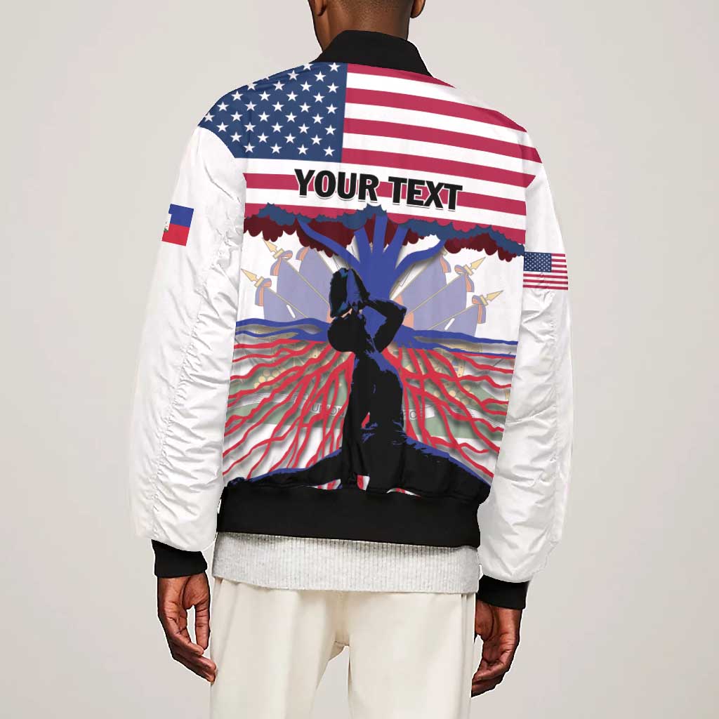 Afro Haiti Heritage Month 2025 Bomber Jacket American Raised With Haitian Roots
