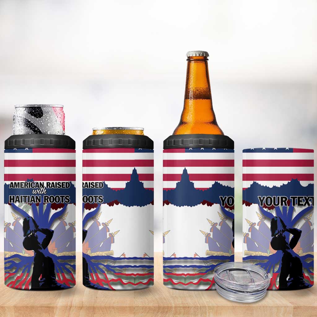 Afro Haiti Heritage Month 2025 4 in 1 Can Cooler Tumbler American Raised With Haitian Roots