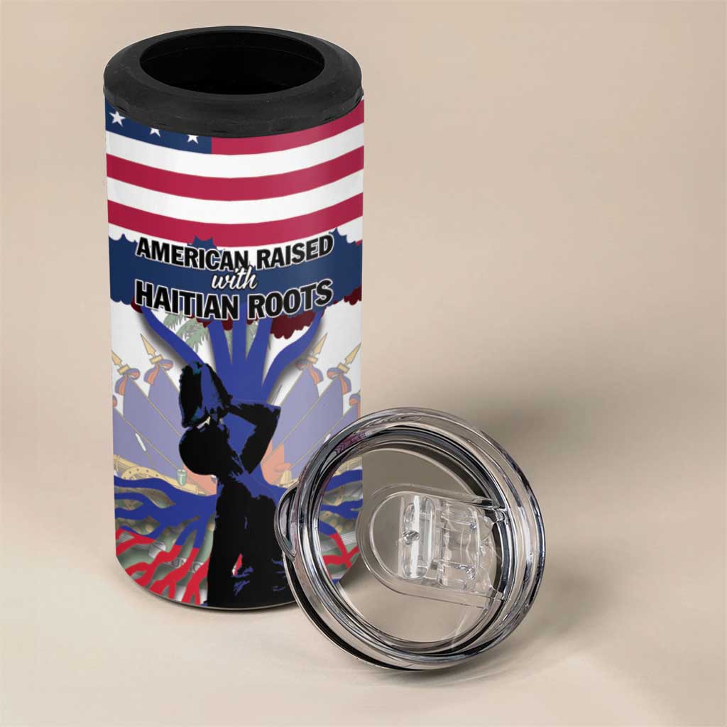 Afro Haiti Heritage Month 2025 4 in 1 Can Cooler Tumbler American Raised With Haitian Roots