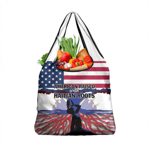 Afro Haiti Heritage Month 2025 Grocery Bag American Raised With Haitian Roots