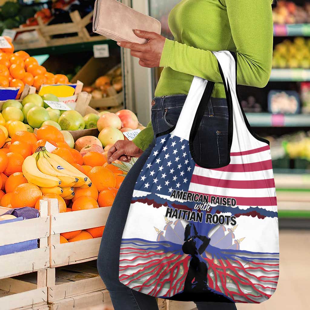 Afro Haiti Heritage Month 2025 Grocery Bag American Raised With Haitian Roots