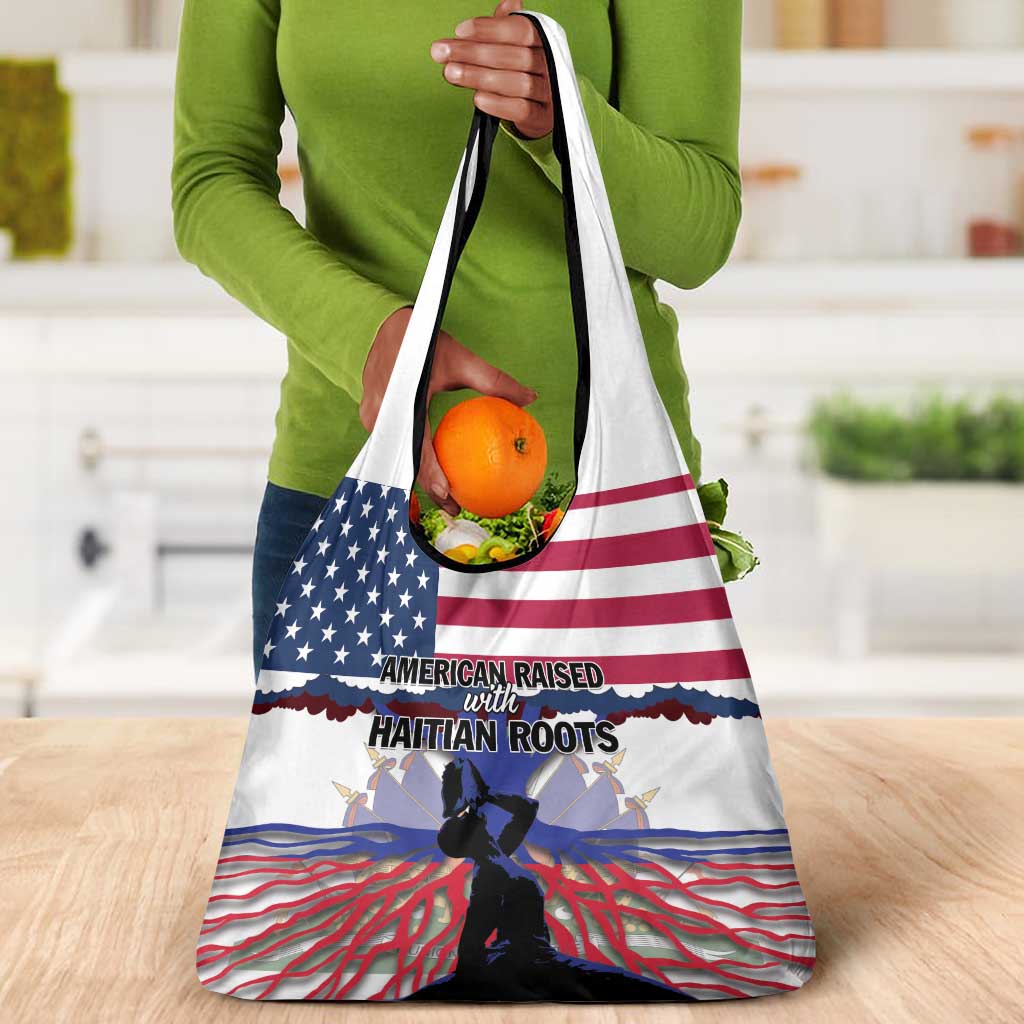 Afro Haiti Heritage Month 2025 Grocery Bag American Raised With Haitian Roots