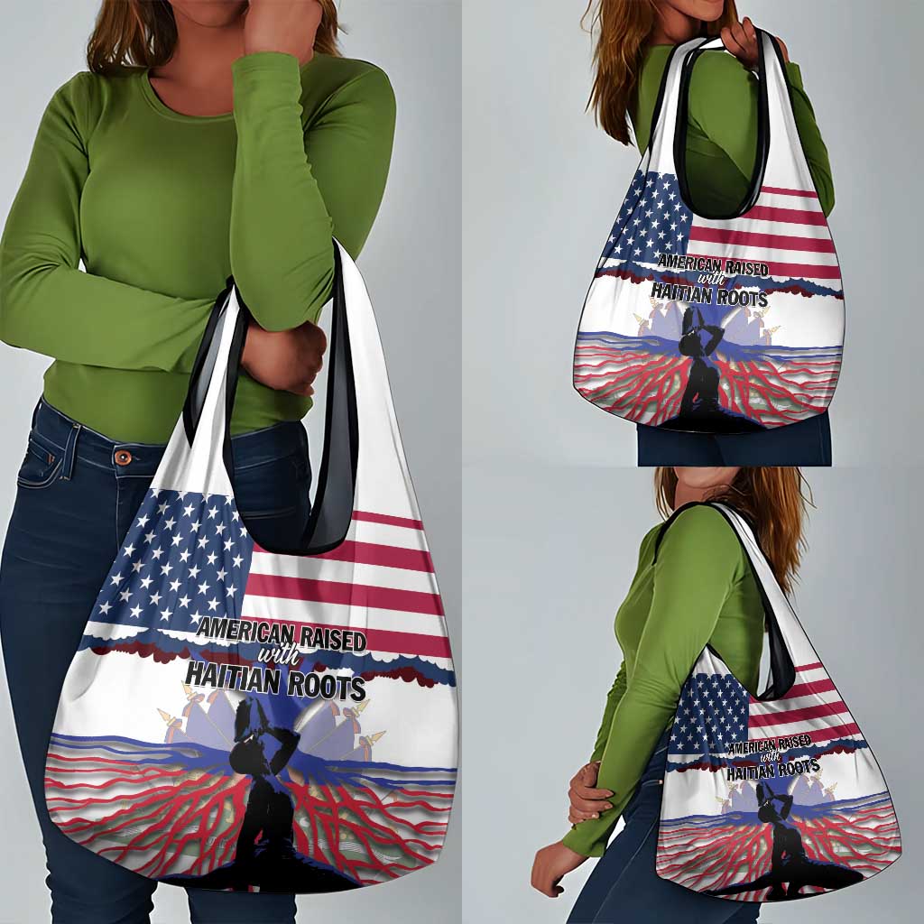 Afro Haiti Heritage Month 2025 Grocery Bag American Raised With Haitian Roots