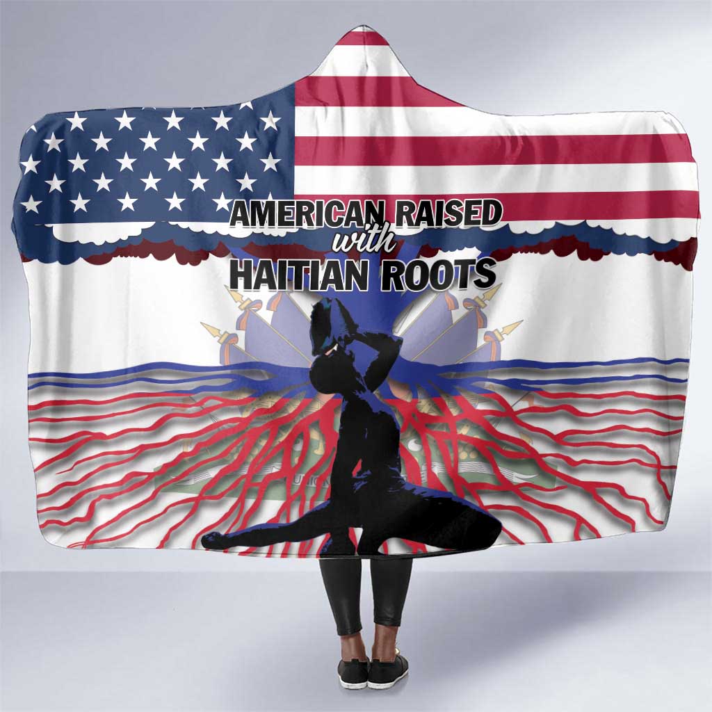 Afro Haiti Heritage Month 2025 Hooded Blanket American Raised With Haitian Roots