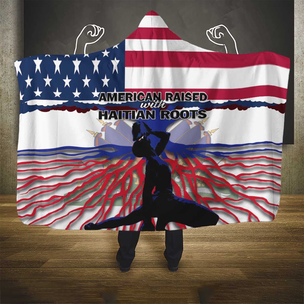 Afro Haiti Heritage Month 2025 Hooded Blanket American Raised With Haitian Roots