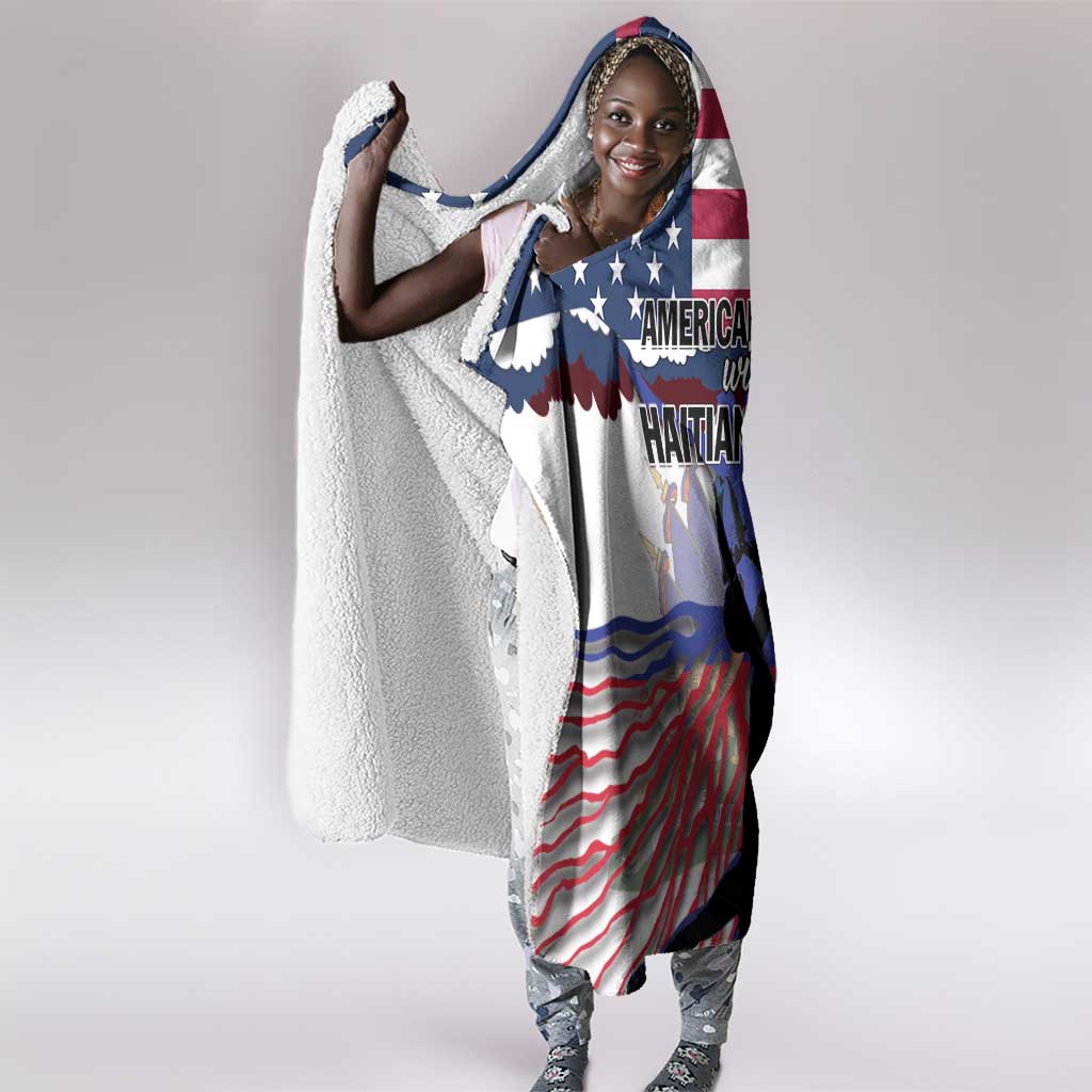 Afro Haiti Heritage Month 2025 Hooded Blanket American Raised With Haitian Roots