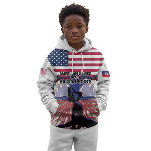 Afro Haiti Heritage Month 2025 Kid Hoodie American Raised With Haitian Roots