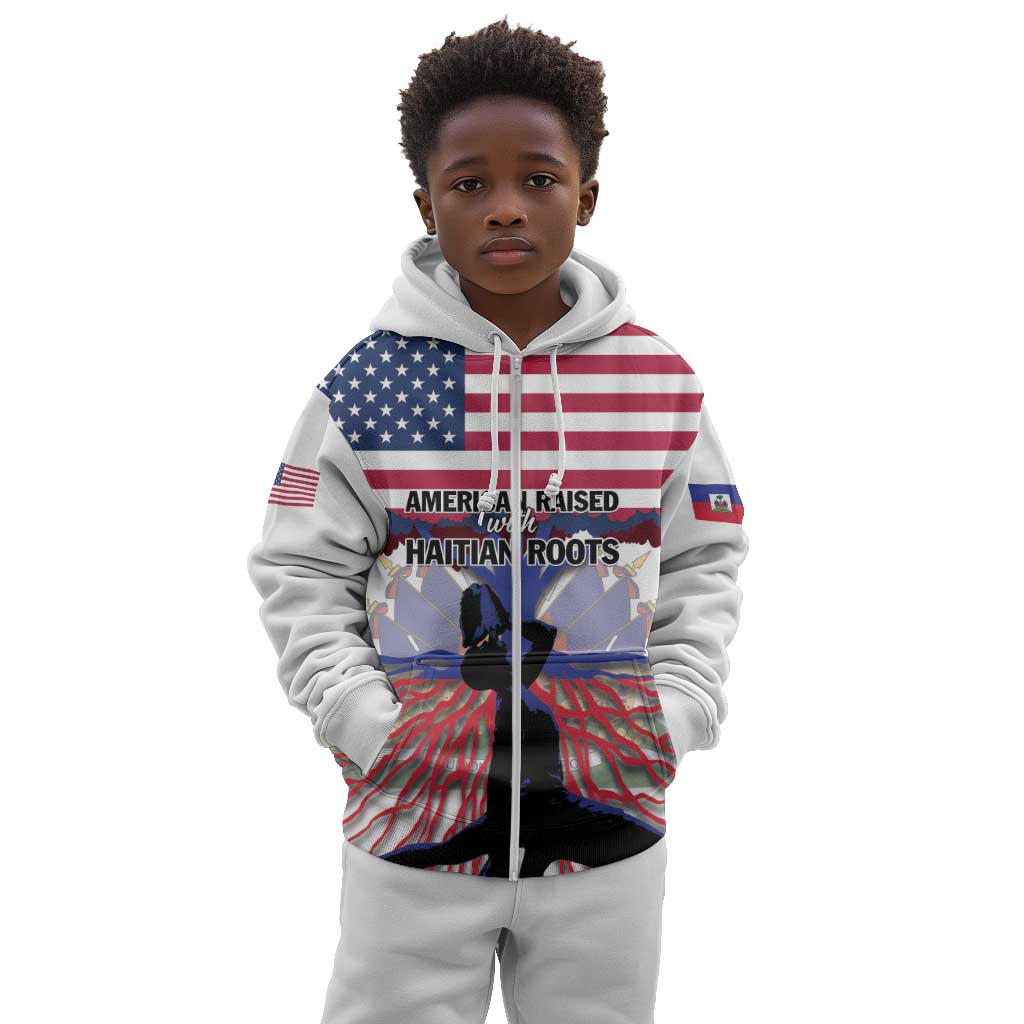 Afro Haiti Heritage Month 2025 Kid Hoodie American Raised With Haitian Roots
