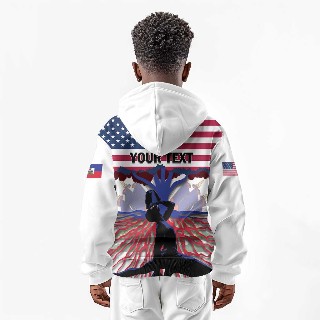 Afro Haiti Heritage Month 2025 Kid Hoodie American Raised With Haitian Roots
