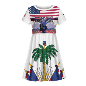 Afro Haiti Heritage Month 2025 Kid Short Sleeve Dress American Raised With Haitian Roots