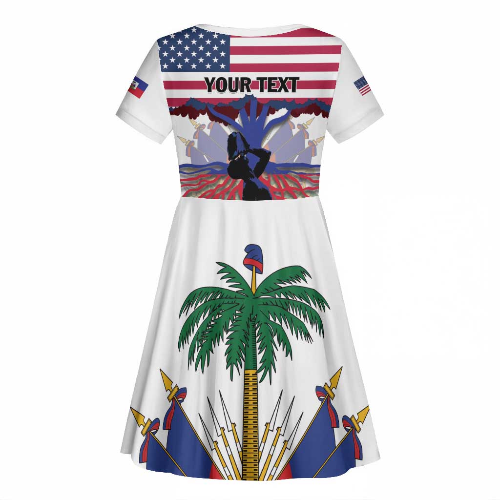 Afro Haiti Heritage Month 2025 Kid Short Sleeve Dress American Raised With Haitian Roots