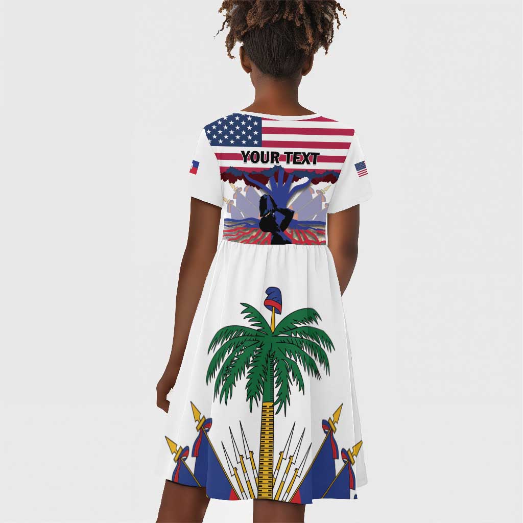Afro Haiti Heritage Month 2025 Kid Short Sleeve Dress American Raised With Haitian Roots