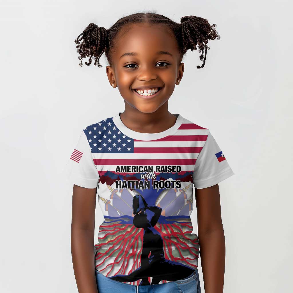 Afro Haiti Heritage Month 2025 Kid T shirt American Raised With Haitian Roots
