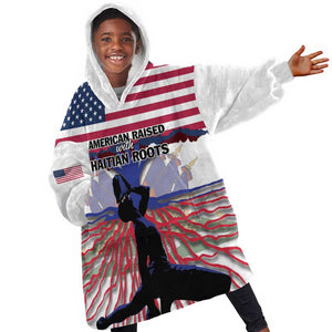 Afro Haiti Heritage Month 2025 Kid Wearable Blanket Hoodie American Raised With Haitian Roots