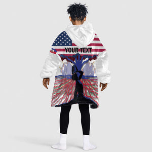 Afro Haiti Heritage Month 2025 Kid Wearable Blanket Hoodie American Raised With Haitian Roots