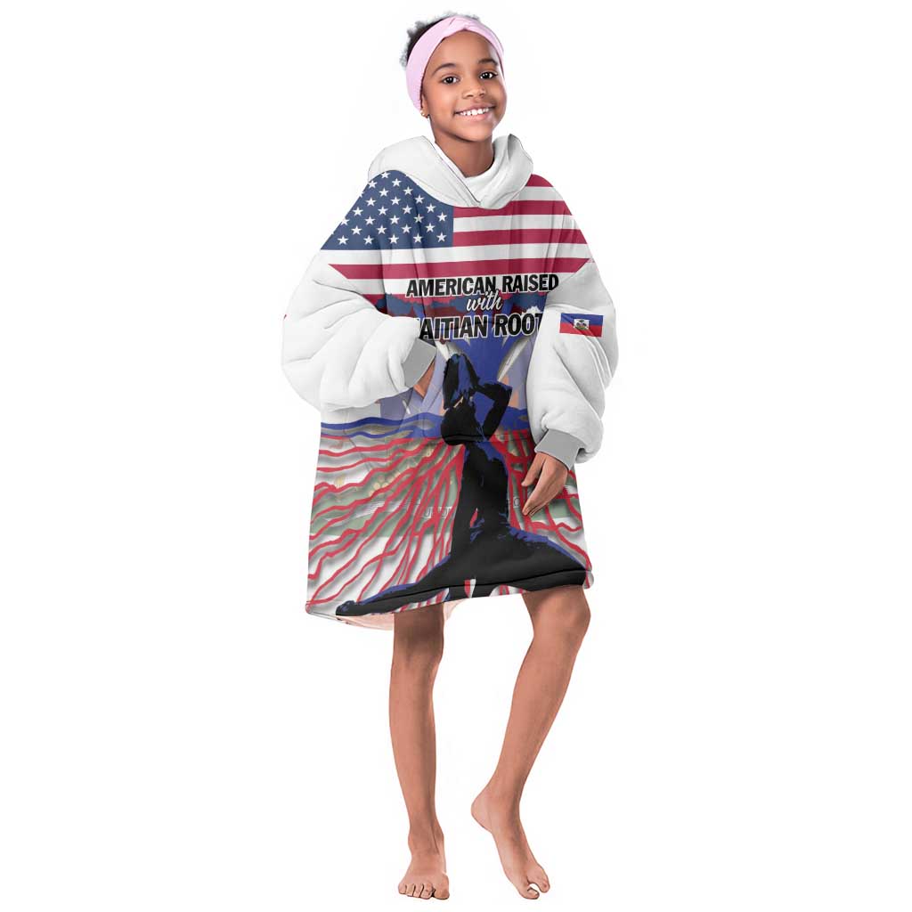 Afro Haiti Heritage Month 2025 Kid Wearable Blanket Hoodie American Raised With Haitian Roots