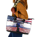 Afro Haiti Heritage Month 2025 Leather Tote Bag American Raised With Haitian Roots
