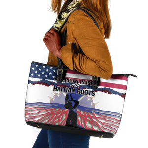 Afro Haiti Heritage Month 2025 Leather Tote Bag American Raised With Haitian Roots