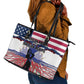 Afro Haiti Heritage Month 2025 Leather Tote Bag American Raised With Haitian Roots