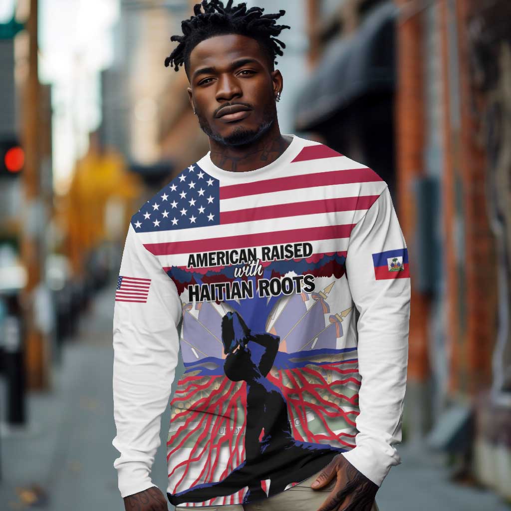 Afro Haiti Heritage Month 2025 Long Sleeve Shirt American Raised With Haitian Roots
