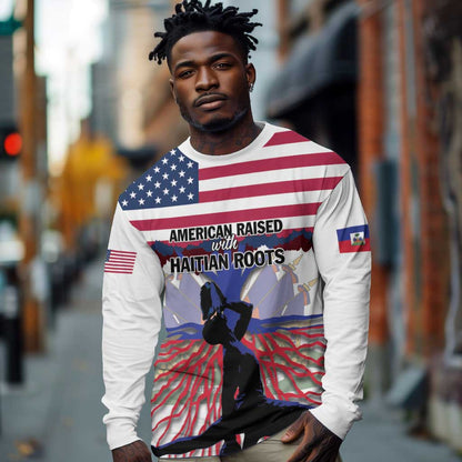Afro Haiti Heritage Month 2025 Long Sleeve Shirt American Raised With Haitian Roots